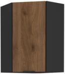 TEMPO KONDELA Felső sarokszekrény okapi dió/fekete, MENZO 60x60 GN-90 1F - mindigbutor