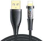 JOYROOM adatkábel és töltő (USB - lightning 8pin, 2.4A, 20W, gyorstöltés támogatás, 120cm, cipőfűző minta) FEKETE (S-UL012A3)