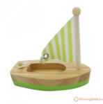  Mini fa vitorlás hajó (zöld-natúr) 11 cm (MJFA036)