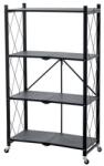 MagicHome Raft depozitare, MagicHome, metalic, pliabil, pe roti, 4 polite, negru, max 200 kg, 72x34x127 cm (2211632) Raft