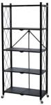 MagicHome Raft depozitare, MagicHome, metalic, pliabil, pe roti, 5 polite, negru, max 250 kg, 72x34x163 cm (2211633) Raft