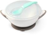 BabyOno Be Active Suction Bowl with Spoon etetőszett gyermekeknek Grey 6 m+ 2 db