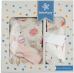 Bebe Stars Set 5 piese, Bebe Stars, Pentru bebelusi, Include 1 body lung cu botosei, 1 body cu maneca lunga inchisa, 1 pereche pantaloni cu botosei, 1 bentita si 1 baveta, Din bumbac 100%, 0-6 luni, Bunny (3119)