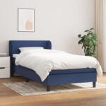 vidaXL Pat box spring cu saltea, albastru, 90x200 cm, textil (3126139)