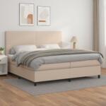 vidaXL Pat continental cu saltea, cappuccino, 200x200 cm, piele eco (3142748) - vidaxl