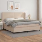 vidaXL Pat continental cu saltea, cappuccino, 200x200 cm, piele eco (3128936) - vidaxl