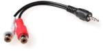ACT 0.15 meter audio connection cable 1x 3, 5 mmm jack male naar 1x 3.5mm stereo jack male - 2x RCA f (AK2026)