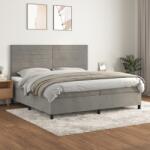 vidaXL Pat box spring cu saltea, gri deschis, 200x200 cm, catifea (3143103) - vidaxl