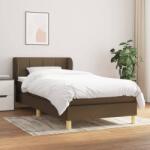 vidaXL Pat box spring cu saltea, maro închis, 90x200 cm, textil (3126776) - vidaxl