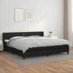 vidaXL Pat box spring cu saltea, negru, 200x200 cm, piele ecologică (3130739) - vidaxl
