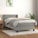 vidaXL Pat box spring cu saltea, gri deschis, 90x200 cm, catifea (3130877)