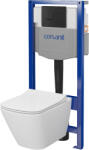 Cersanit City, System50 PNEU süllyesztett keret + függő WC csésze City Square CleanOn + fekete gomb Circle, S701-777 (S701-777)