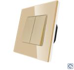 Luxion Intrerupator Dublu Mecanic cu Reset / Revenire LUXION cu Rama din Sticla - culoare auriu