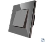 Luxion Intrerupator Dublu Mecanic cu Reset / Revenire LUXION cu Rama din Sticla - culoare gri