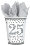  Házassági évforduló 25. Silver papír pohár 8 db-os 266 ml (DPA9902200)