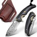 HARAHU IT-29031 damaszk összecsukható vadászkés - SötétBarna KP29031