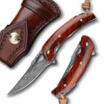 HARAHU TA-29049 Damaszk összecsukható vadászkés - Barna KP29049