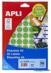 APLI Etikett, 19 mm kör, színes, A5 hordozón, APLI, zöld, 560 etikett/csomag (LCA12106) - kecskemetirodaszer