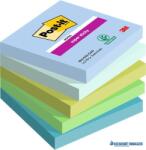 3M Öntapadó jegyzettömb, 76x76 mm, 5x90 lap, 3M POSTIT "Super Sticky Oasis", vegyes színek (LP6545SSOAS) - kecskemetirodaszer