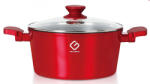 Grunberg Cratita din aluminiu Grunberg, ceramica marmorata, 4.3 l, 24 x 12 cm, capac, compatibila cu plita inductie (GR8324)