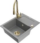 Mexen Enzo, 1 kamrás gránit mosogató 576x465x174 mm és Savita mosogató csaptelep, szürke, 6506-71-672601-50 (6506-71-672601-50)
