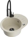 Mexen Kevin, 1 kamrás gránit mosogató 586x458x190 mm és Aster mosogató csaptelep, bézs, 6517-69-73450-70-B (6517-69-73450-70-B)