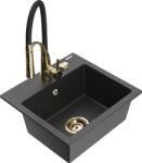 Mexen Milo, 1 kamrás gránit mosogató 435x410x171 mm és Aster mosogató csaptelep, fekete foltos, 6505-76-73450-57-G (6505-76-73450-57-G)