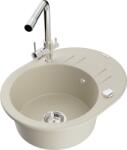 Mexen Kevin, gránit mosogató 586x458x190 mm, 1 kamrás és króm Duero csaptelep, bézs, 6517-69-671600-00 (6517-69-671600-00)