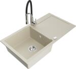 Mexen Leo, gránit mosogató 900x500x190 mm, 1 kamrás és Aster mosogató csaptelep, bézs, 6501-69-73450-07 (6501-69-73450-07)