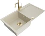Mexen Leo, gránit mosogató 900x500x190 mm, 1 kamrás és mosogató csaptelep Carla, bézs, 6501-69-670700-50 (6501-69-670700-50)