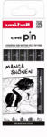 uni UNI PIN 5 darabos rajzmarker készlet Manga Shonen (Black Brush, fekete rajzmarker: 0, 05/0, 3/0, 8/1, 2 mm)