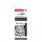 uni UNI PIN 5 darabos rajzmarker készlet Sketching (Black Brush, Extra Fine Brush, fekete rajzmarker: 0, 4/0, 9/1, 2 mm)
