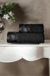 Tivolyo Home GRANT törölköző és fürdőlepedő ajándékszett, 2 db Fekete / Black Szett (klasszikus 50 x 100 cm-es törölköző, 75 x 150 cm-es fürdőlepedő)