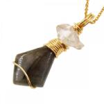  Labradorit & herkimeri gyémánt medál