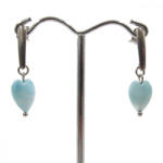  Szív csiszolású larimár fülbevaló