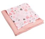 Kidizi Paturica de vara din muselina dubla 110x75 cm Kidizi Pink Hearts, bumbac 100% (5949551910800) Lenjerii de pat bebelusi‎, patura bebelusi