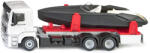 SIKU Mașinuță din metal Siku Super - Camion cu barca cu motor Frauscher 747 Mirage (2715)