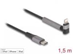 Delock Cablu USB type C la iPhone Lightning drept/unghi MFI T-T 1.5m cu functie de stand, Delock 85405 (85405)