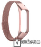  Okosóra milánói szíj - rozsdamentes acél, mágneses - 197mm hosszú - RÓZSASZÍN - SAMSUNG Galaxy Fit 2 (SM-R220)