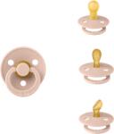 BIBS - Set 3 suzete Colour Latex, tetina rotunda, simetrica & anatomica 0 luni +-Blush