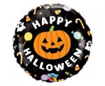 GoDan Balon din folie - cerc negru Happy Halloween