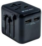 Verbatim Utazó adapter, univerzális, 2xUSB, VERBATIM UTA-01 (49543)
