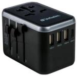 Verbatim Utazó adapter, univerzális, USB-A(QC 3.0)/USB-C(PD61W)2xUSB, VERBATIM UTA-04 (49546)
