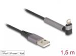 Delock Cablu USB-A la iPhone Lightning drept/unghi MFI T-T 1.5m cu functie de stand, Delock 85404 (85404)