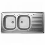 Laveo LON 60 2CS kétmedence inox cseppt. teletetős mosogató szifonnal K (SK6_021T)
