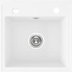 Laveo RINA egymedencés fehér mosogató csaplyukkal, automata dugókiemelős, helytakarékos szifonnal (SRP_610T) - mosibolt