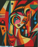 Figured Art Set goblen cu diamante, cu sasiu, Portret abstract in stil Picasso, 40x50 cm (DP-FA10239-Y)