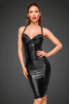 Noir Handmade F180 Powerwetlook Dress with Chequered Tape Inserts on The Waist and Bust L