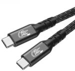  USB4 USB-C kábel 5A, 240W, Thunderbolt 3, 40Gbps 8K@60Hz, fonott, 1m, fekete