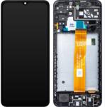Samsung A047 Galaxy A04S, LCD kijelző érintőplexivel és előlap kerettel, fekete (GYÁRI)